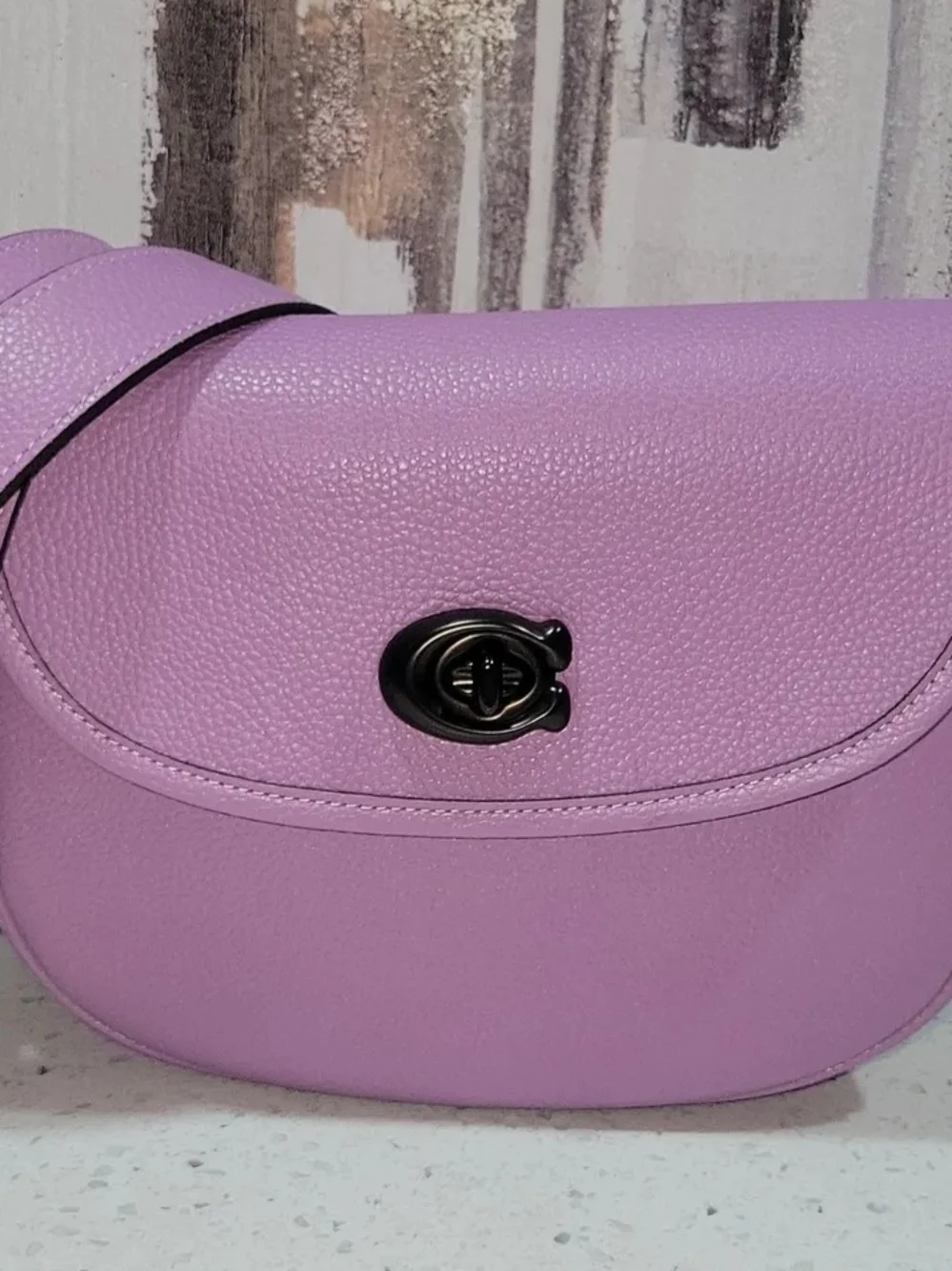 Lavender Coach Willow Pebbled Leather Crossbody Bag - Picture 1 of 8